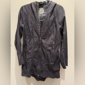 Lululemon Jacket Grey Hooded Full Zip Rain Trench Parka Athletic Size 6 Womens